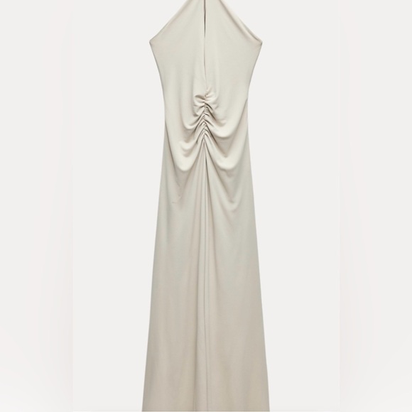 BRAND NEW‼️LONG DRAPED ZARA  DRESS SIZE XL CREAM - Picture 4 of 7